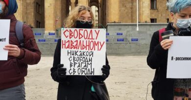 В столице Грузии проходит акция в поддержку Навального и против Путина