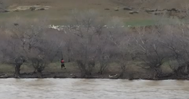 В Грузии на искусственном островке посреди реки остаются два пастуха
