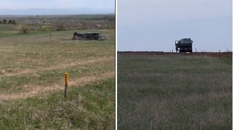 Российские военные установили столбы у села Гогети, недалеко от линии оккупации