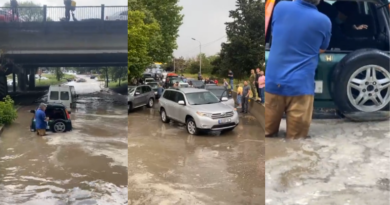 В Самгорском районе Тбилиси машины застряли на затопленной улице