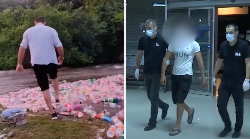 Арестован мужчина, сбросивший в реку сотни пластиковых бутылок