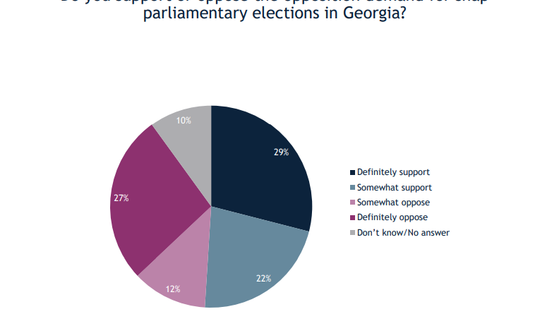 Опрос IRI: За проведение досрочных парламентских выборов в Грузии выступил 51% опрошенных