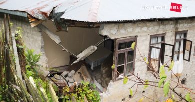 В Грузии на жилой дом обрушился каменный валун
