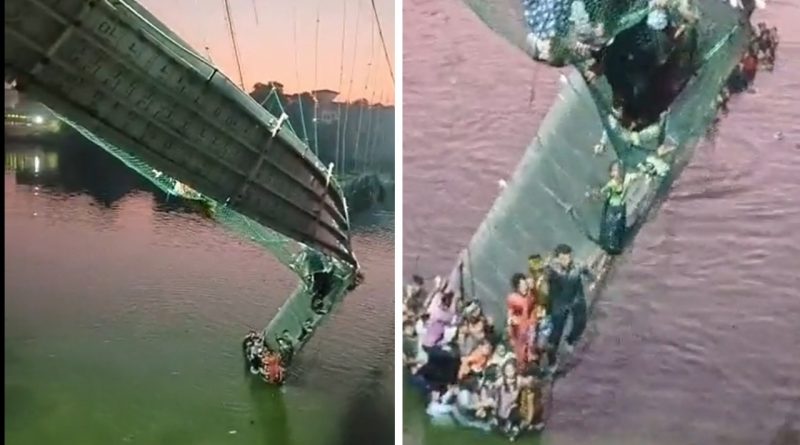 При обрушении моста в Индии погибли десятки человек