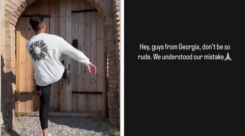 МВД Грузии начало расследование по видеозаписи, на которой молодой человек наносит удар ногой по двери исторической крепости