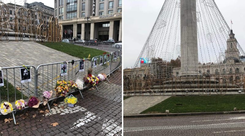 С центральной площади Тбилиси убрали ограждения с фотографиями погибших в Украине бойцов