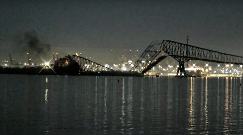 В Балтиморе рухнул мост, в который врезался контейнеровоз – Video