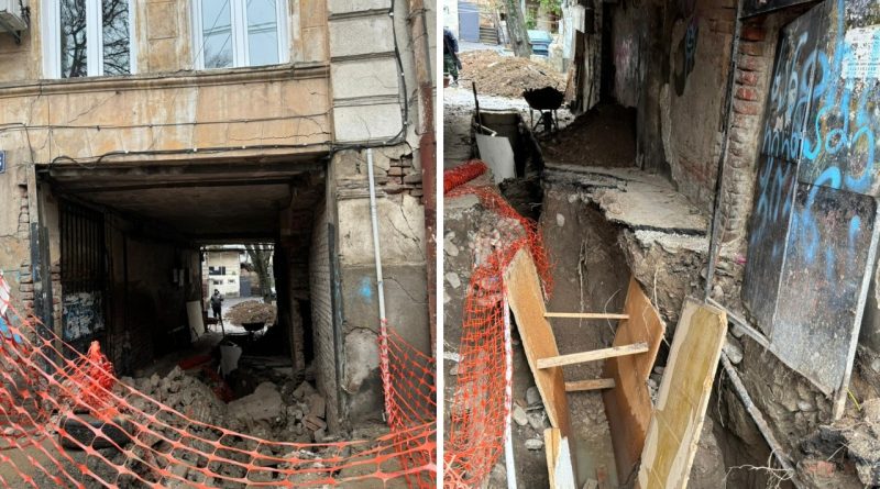 В Тбилиси на улице Ниношвили обрушилась стена арки жилого дома