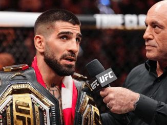 Грузинский боец UFC во время интервью после поединка